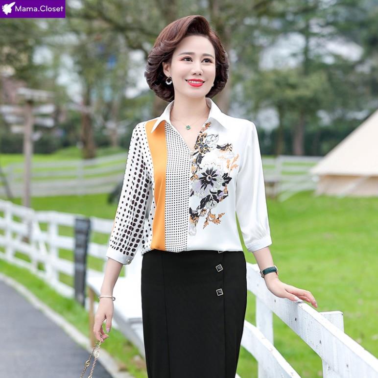#C6035 HOT HOT ÁO SƠ MI LỤA HỌA TIẾT HOA SANG TRỌNG, ÁO SƠ MI CHO NGƯỜI TRUNG NIÊN, MẪU MỚI NHẤT 2021