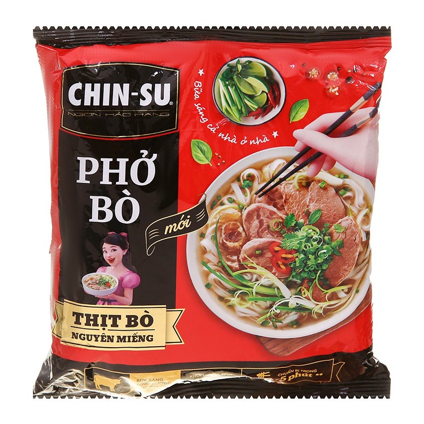 Phở Bò/ Miến Gà/ Bánh Đa Cua Chinsu Có Thịt Bò Nguyên Miếng 132g