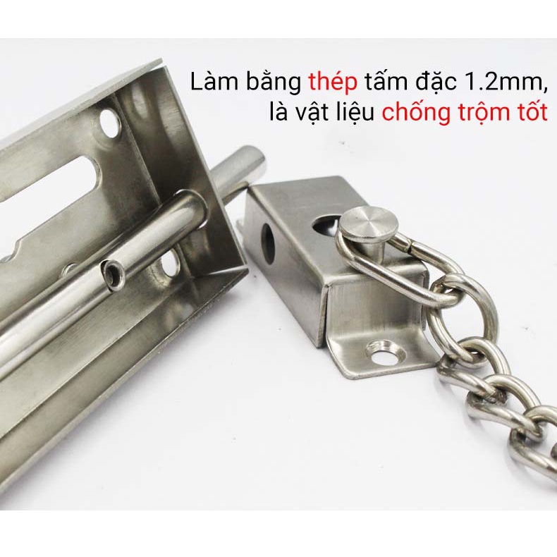 Chốt Cửa Chống Trộm KUNBE An Toàn Dạng Trượt Có Dây Xích Chắc Chắn Bảo Vệ Tốt Ngôi Nhà Của Bạn