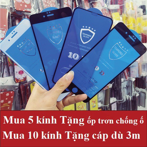 [BÁN LẤY 5*] Kính Cường Lực IPhone 10D FULL MÀN Cho Iphone 6/6s/6sPlus/7/8/7Plus/8Plus/X/XR/Xs Max