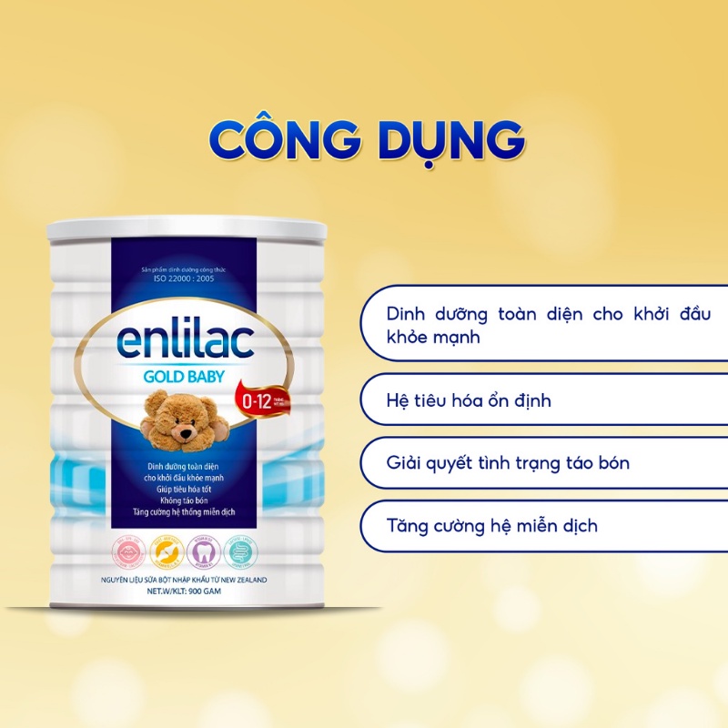 Sữa Bột Cao Năng Lượng Cho Bé Giúp Bổ Sung Chất Dinh Dưỡng Thiết Yếu ENLILAC Gold Baby 400g-900g/Hộp