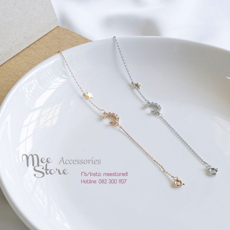 Lắc tay vòng tay Moon and Star sợi mảnh hoạ tiết mặt trăng và ngôi sao Mee Store