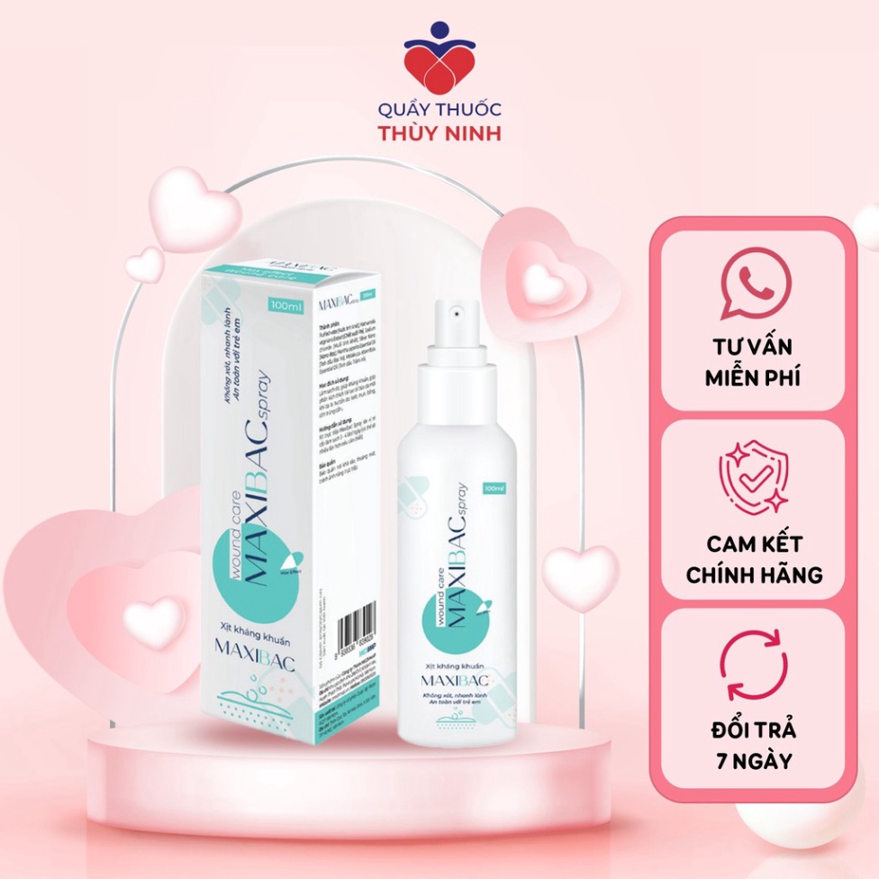 Xịt kháng khuẩn Maxibac nhanh lành da do bỏng, vết loét, ezecma, zona, thủy đậu