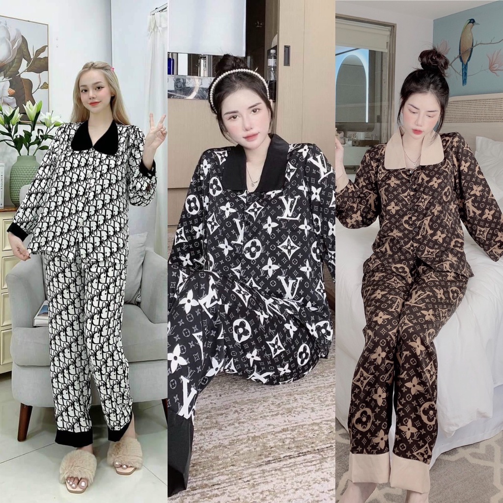 Bộ Ngủ Pijama Tay Dài Quần Dài - Bộ Mặc Nhà Chất Kate Thái Siêu Xinh -thoáng mát,mềm mịn,