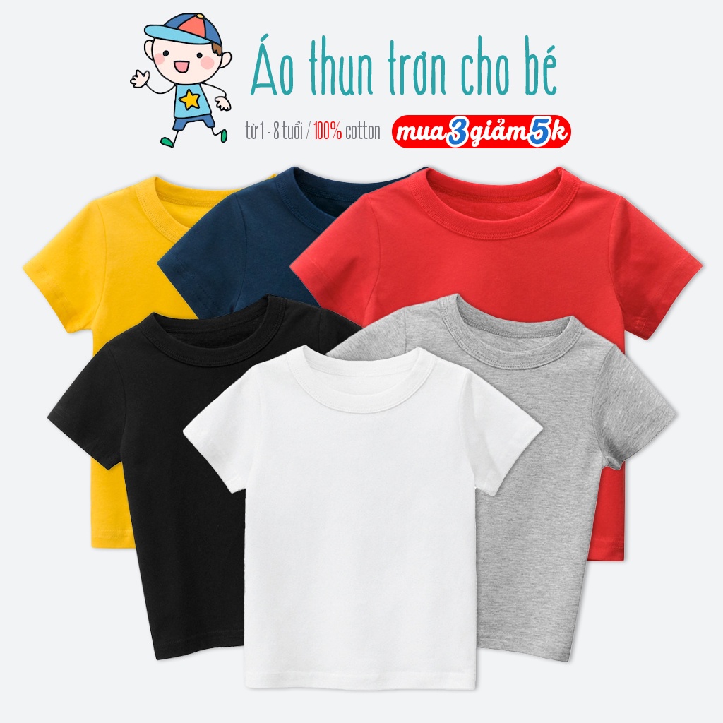 Áo thun trơn cho bé EROKIDS chất cotton mềm mịn xuân hè 2022