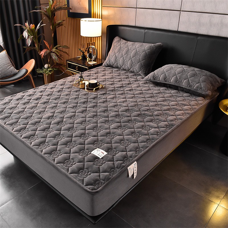 Ga gối nỉ nhung sữa trần bông nhập khẩu cao cấp 2022, ga giường bọc đệm bo chun kèm đôi vỏ gối cao cấp siêu mềm mịn