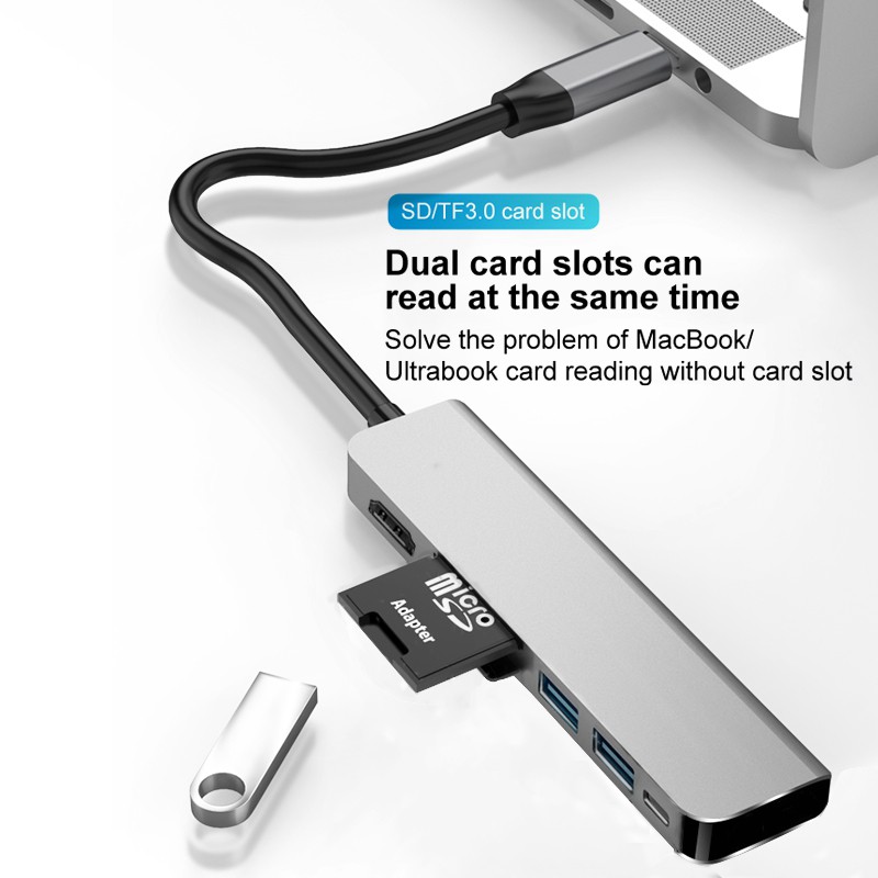 Đế Sạc Nhanh 6 Trong 1 Cổng Type-C Sang Hdmi Cho Macbook Air Pro Notebook | BigBuy360 - bigbuy360.vn