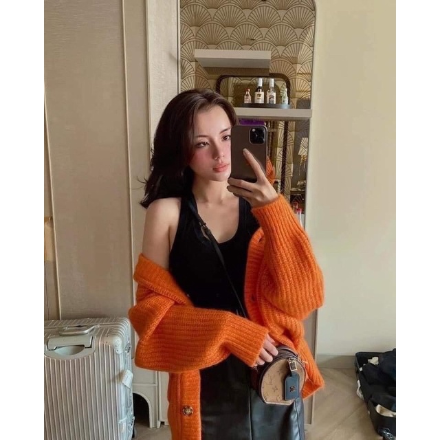 Áo len cadigan zara new tag màu carrot