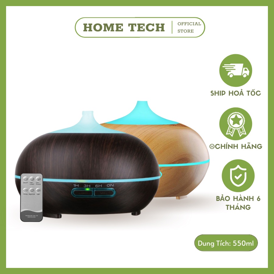 Máy Khuếch Tán Phun Sương Bí Ngô Cao Cấp 550ML Dùng Cho Phòng Ngủ Khử Mùi Diệt Khuẩn Toả Hương Thơm  Tặng Kèm Remote