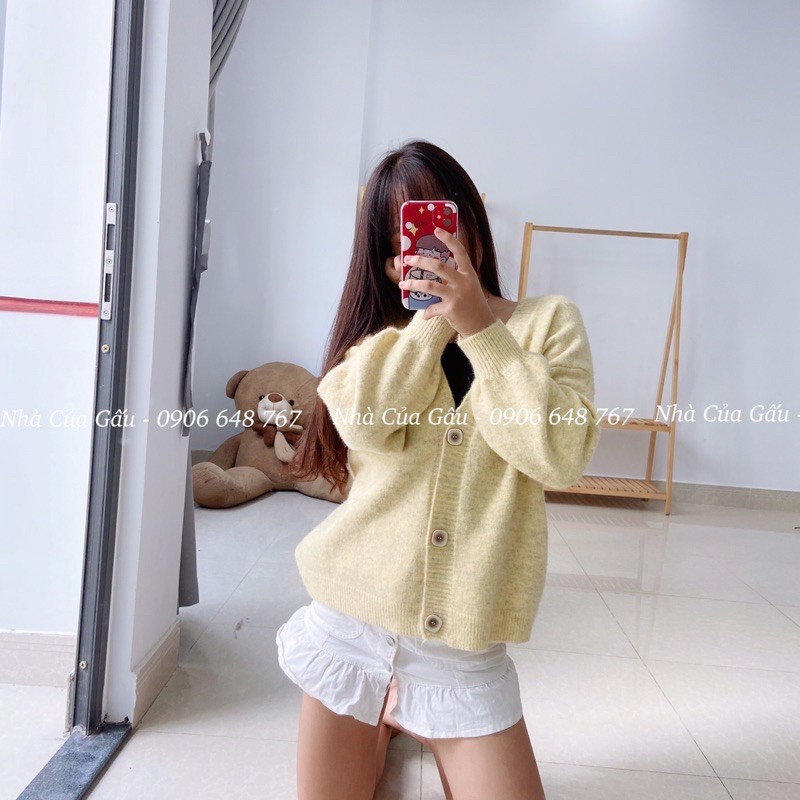 Áo Khoác cardigan len 3 cúc vuông đẹp, xịn xò lắm luôn í