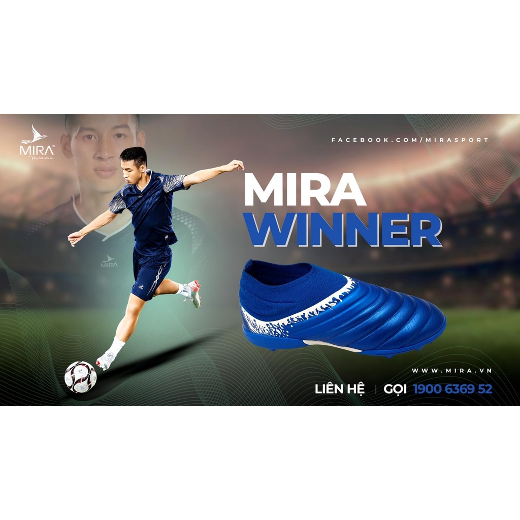 Giày đá bóng cao cấp MiRa Winner không dây - Khâu full giày - Hàng Việt Nam