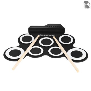COD☆ Compact Size Portable Digital Electronic Roll Up Drum Set Kit 7 Silicon Drum Pads USB Powered wi