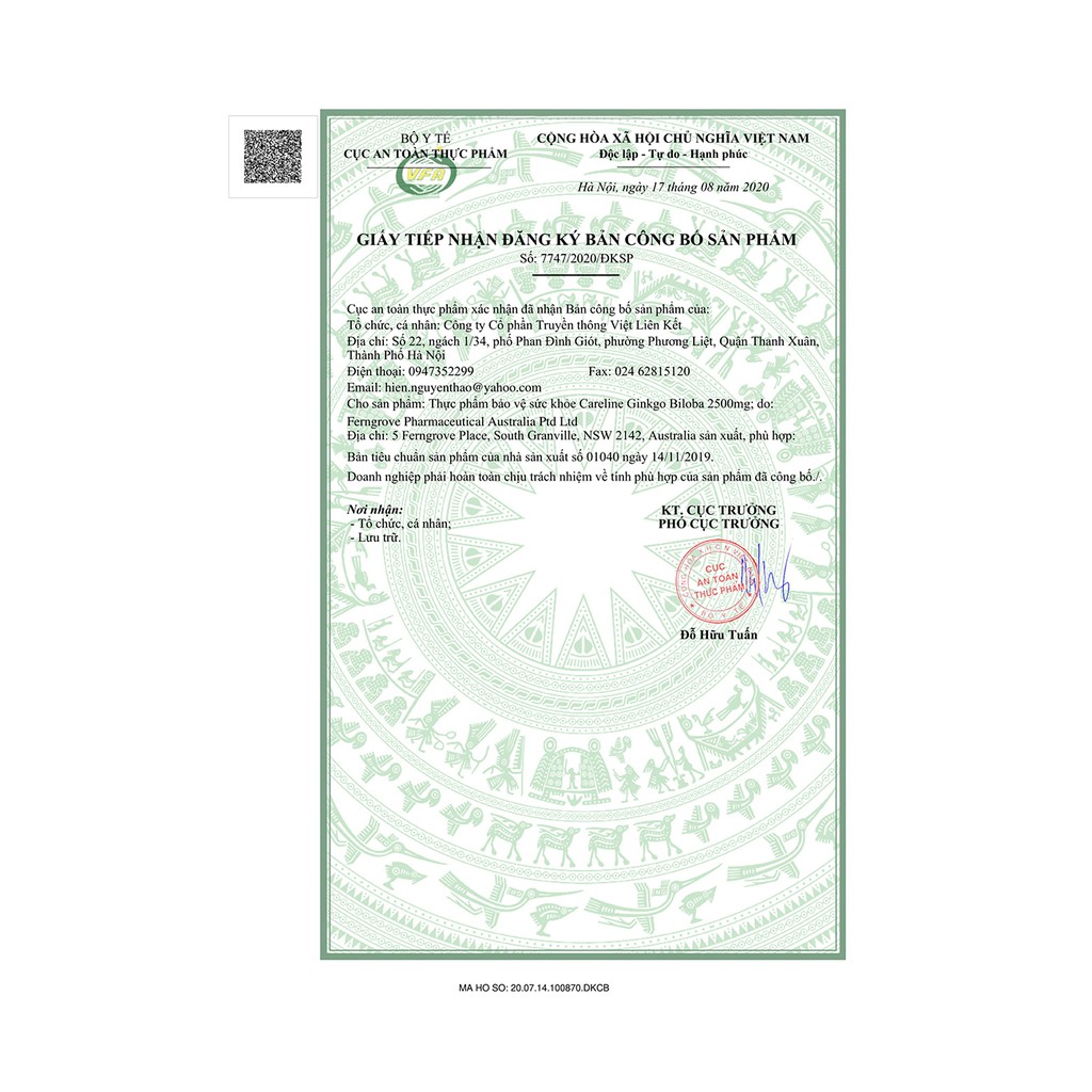 Viên Uống Cải Thiện Trí Não Careline Ginkgo Biloba 2500mg Chiết Xuất Từ Lá Cây Bạch Quả - 60 Viên