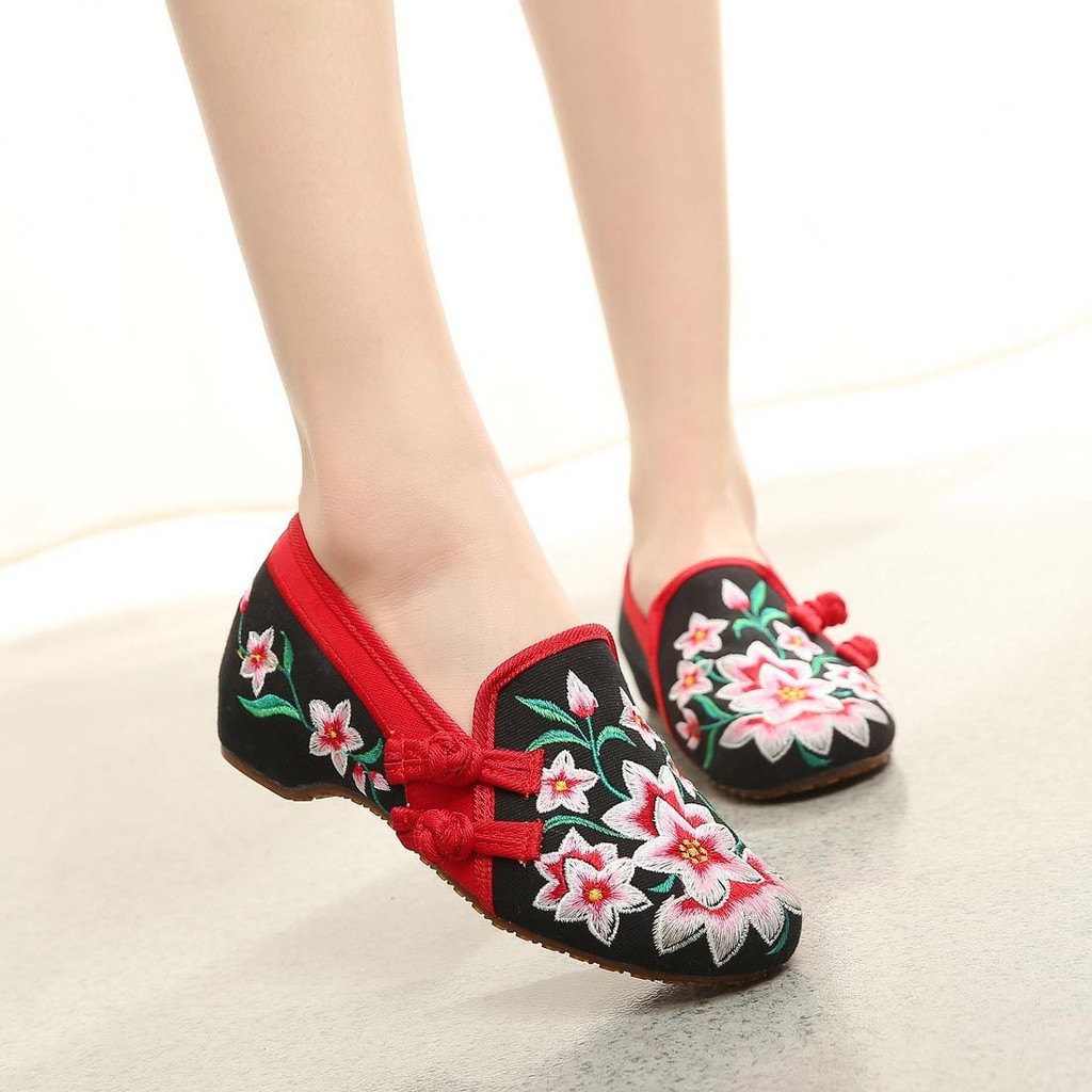 Giày Búp Bê Thêu Họa Tiết Phong Cách Trung Hoa Thanh Lịch Dành Cho Nữ