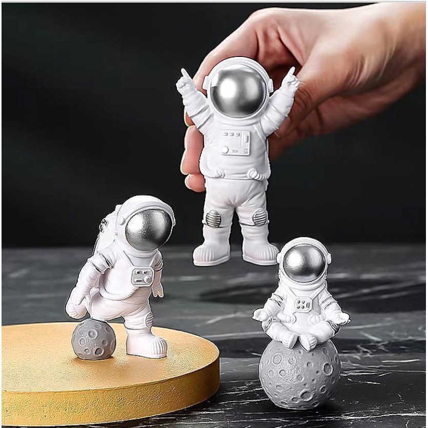 Mô hình phi hành gia decor để bàn dễ thương, Bộ 3 phi hành gia trang trí bàn học