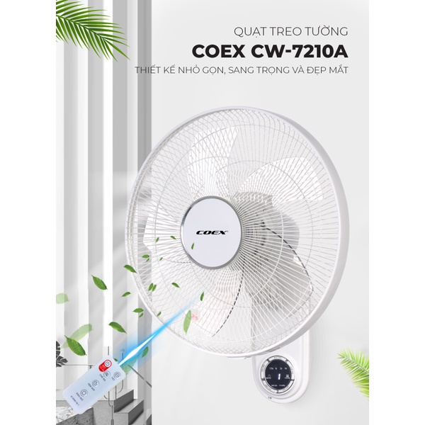 Quạt treo tường Coex CW-7210A - Điều khiển từ xa