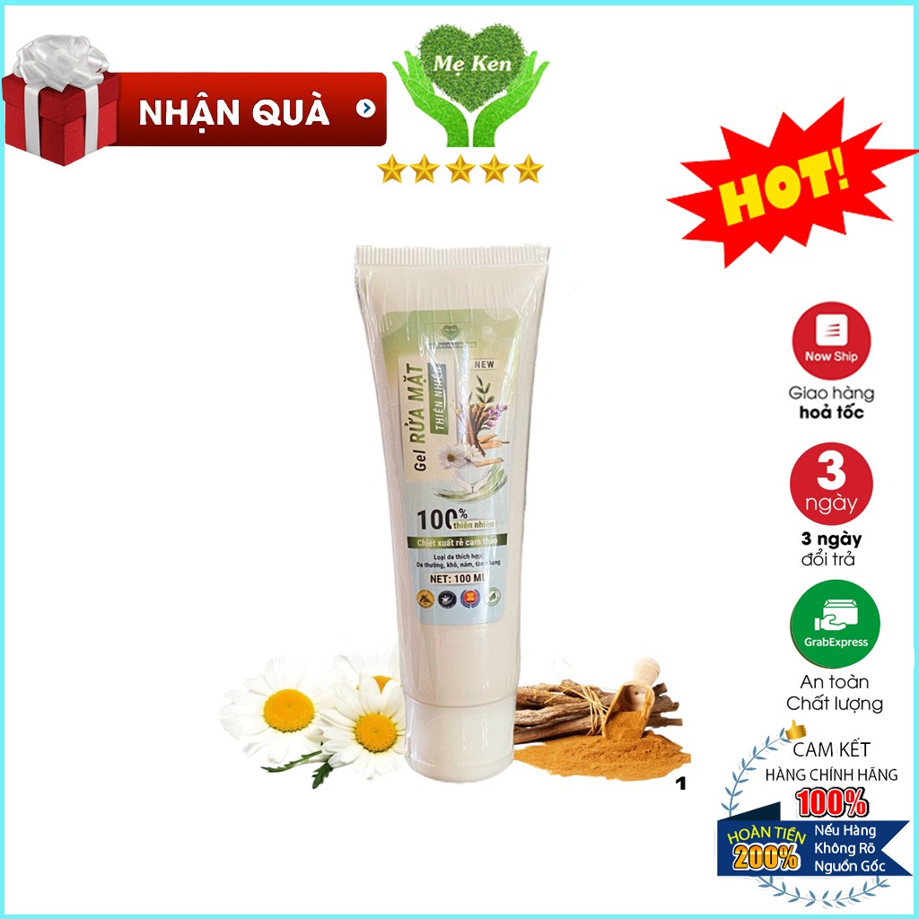 Sữa Rửa Mặt Chiết Xuất Rễ Cam Thảo Mẹ Ken - Dành Cho Da Khô, Nám, Tàn Nhang Dạng Gel 100ml [Mộc Thiên]