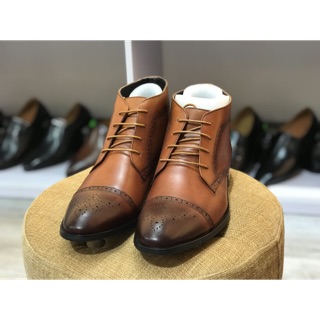 Giày da công sở cao cổ da bò đế phíp
