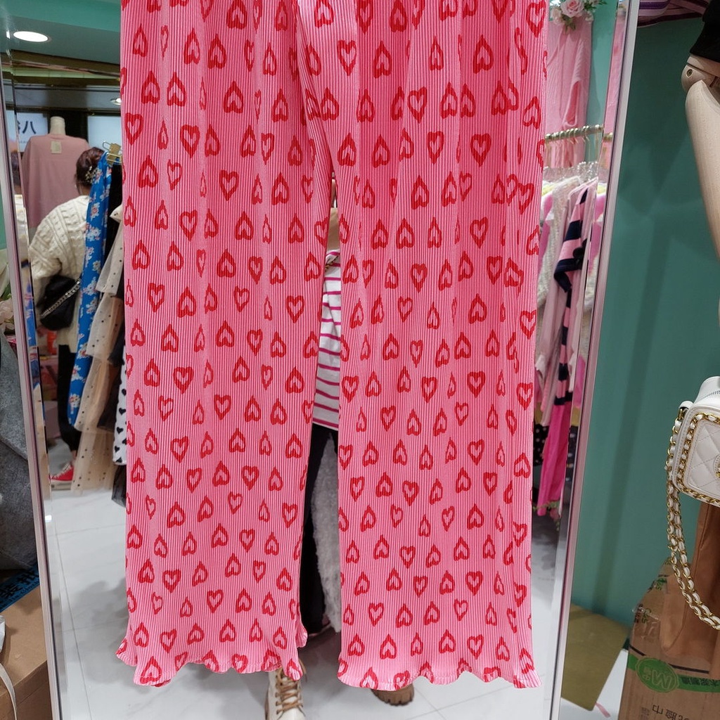 Jiashucheng Hàng Có Sẵn Quần Lụa Lạnh Ống Rộng Lưng Cao Co Giãn Size Lớn Thời Trang Mùa Hè