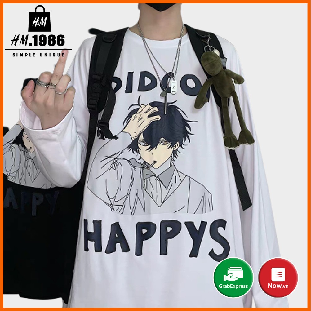 Áo thun tay dài Wind phông nam nữ form rộng unisex oversize ulzzang Áo thun dài tay HAPPYS 3071