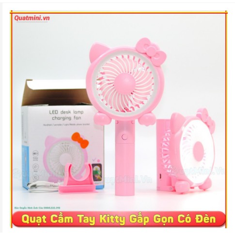 RẺ VÔ ĐỊCH - QUẠT CẦM TAY GẤP GỌN LED FAN 3 TỐC ĐỘ CÓ ĐÈN VÀ ĐẾ CẮM ĐIỆN THOẠI ĐA NĂNG