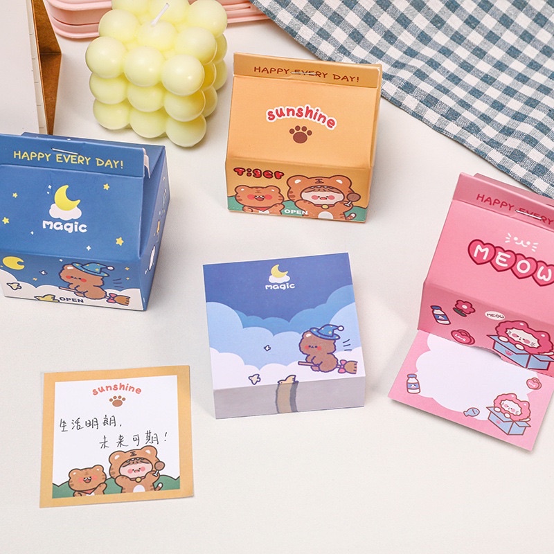 Giấy note/ giấy ghi chú hình hộp sữa 200 tờ siêu dễ thương