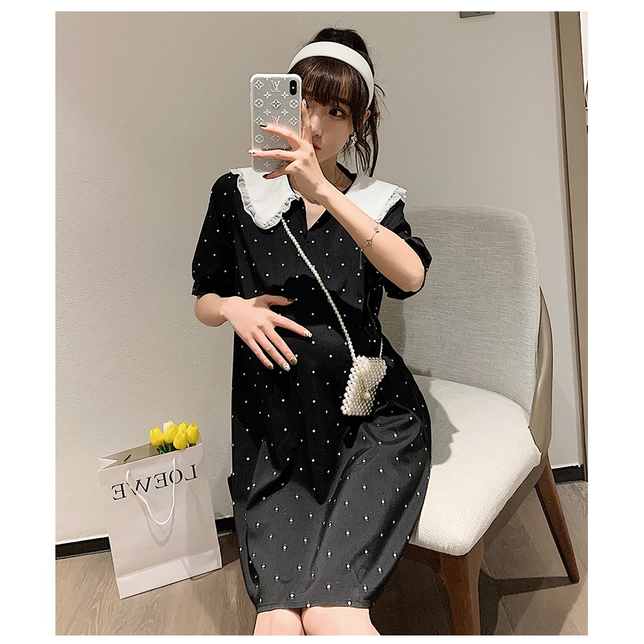Đầm Bầu thiết kế chấm bi, cổ bèo, xinh yêu MOMCENTER ĐB5068