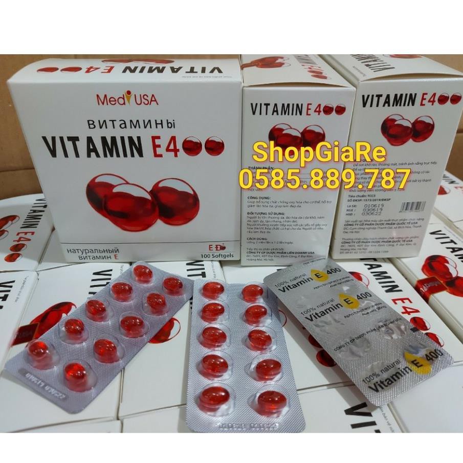 Vitamin e 400 đẹp da, mờ thâm, chống lão háo, làm sáng và mịn da, làm da sáng tự nhiên có tinh chất nha đam hộp 100 viên | BigBuy360 - bigbuy360.vn