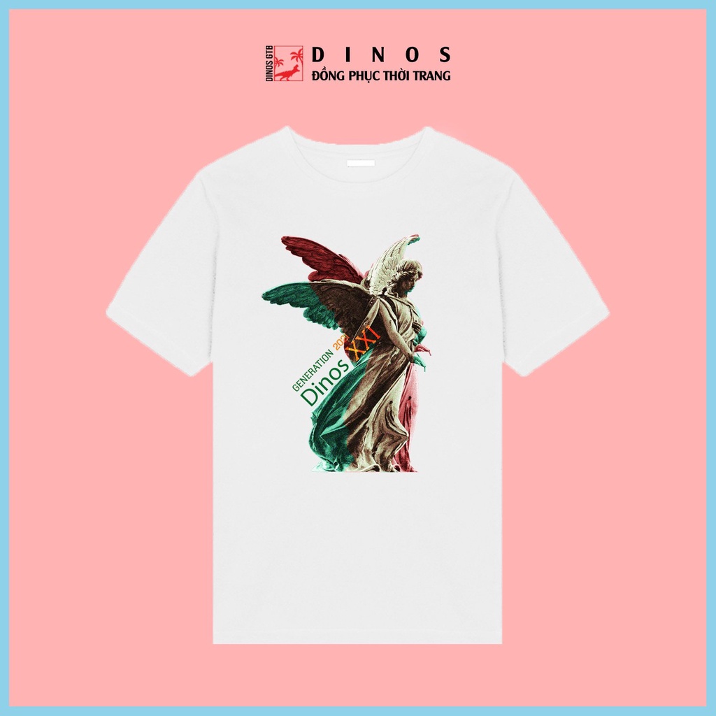Áo thun cổ tròn màu trắng in Local Brand form rộng - Áo thun Nam/Nữ unisex Dinos