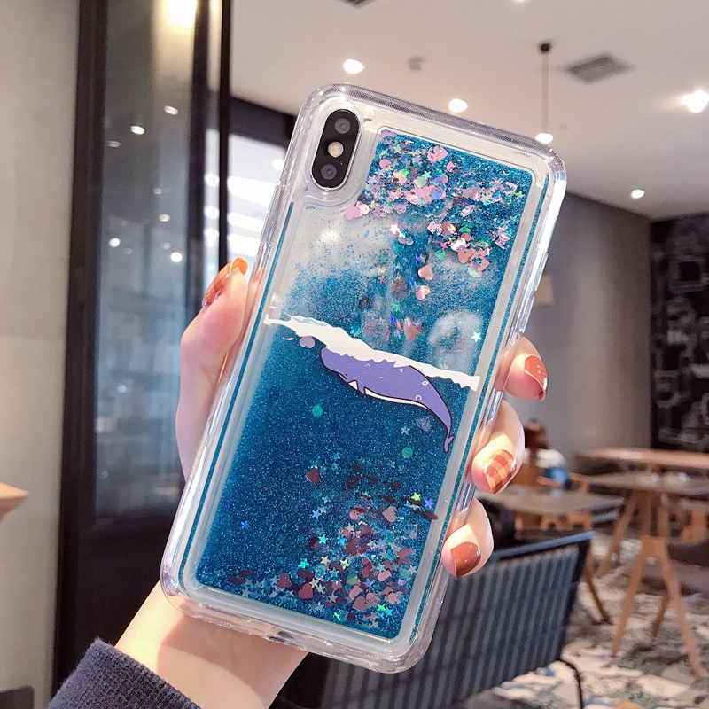 Ốp điện thoại mềm phối kim tuyến nước lấp lánh cho Huawei P30 Pro Nova 4e 4 3 3i 3e Honor 9 Lite