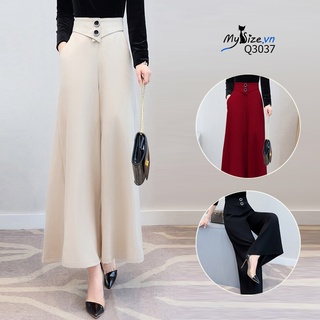 Quần ống rộng nữ dài 100cm đính cúc sang trọng Q3037 - Mysize.vn