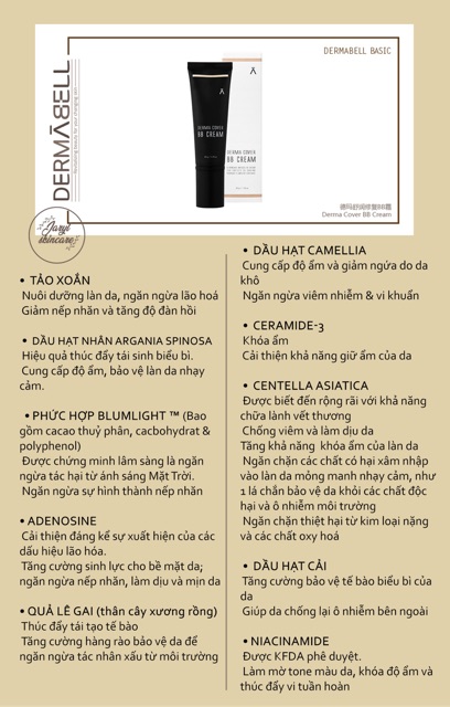 Kem nền trang điểm phục hồi & che phủ DERMABELL - Derma Cover Bb Cream | BigBuy360 - bigbuy360.vn
