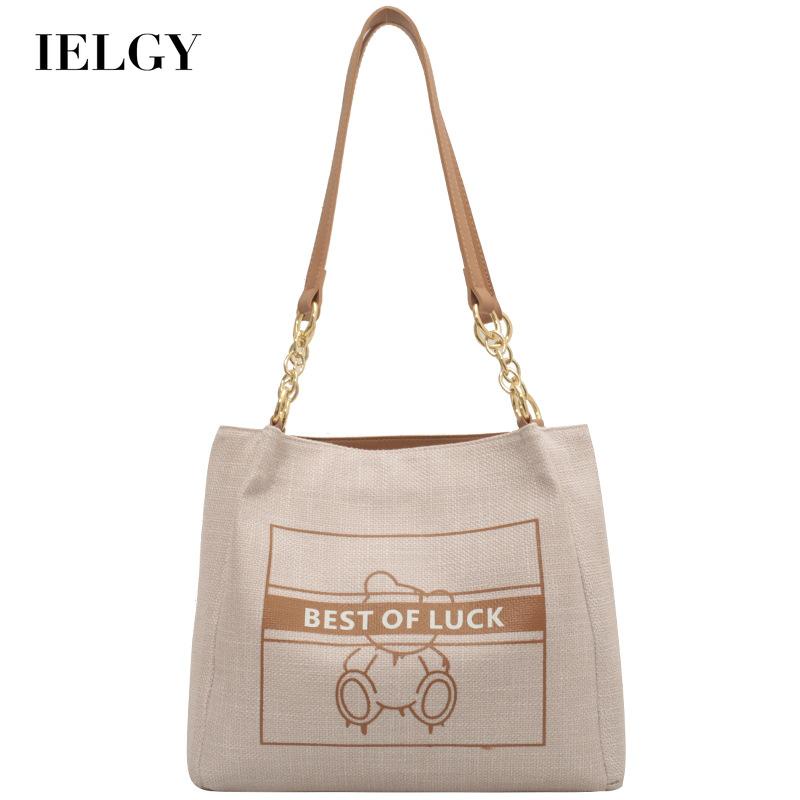Túi đeo vai IELGY vải canvas cỡ lớn in họa tiết chữ cái hoạt hình thời trang tùy chọn màu sắc cho nữ