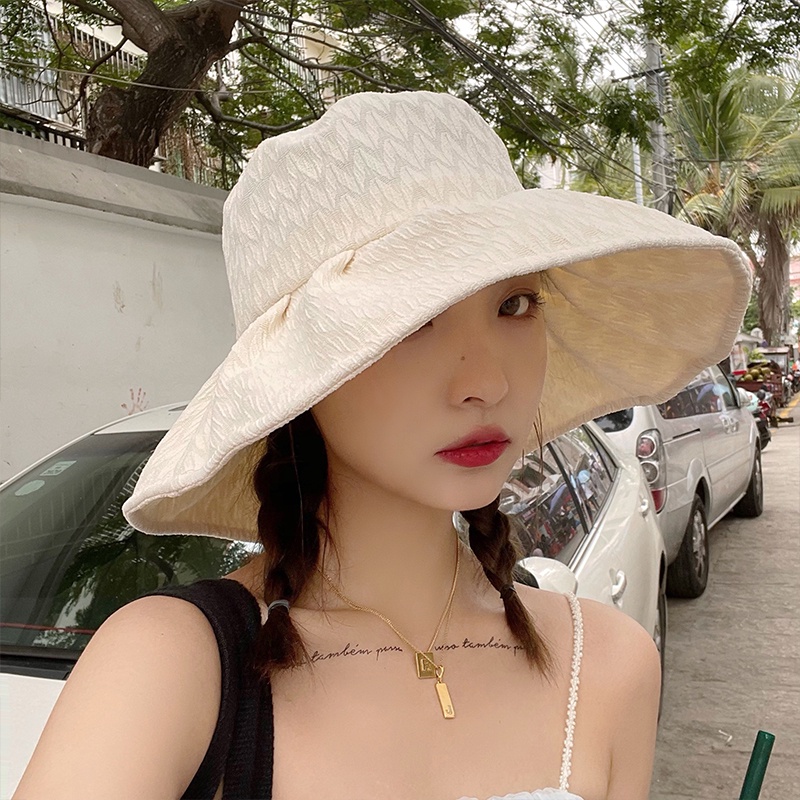 Mũ Rộng Vành Chống Tia Uv Màu Đen Thời Trang Mùa Hè Có Thể Gấp Gọn Cho Nữ