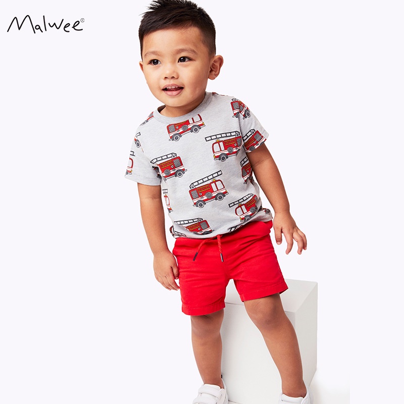 Bộ quần áo trẻ em Malwee chất cotton họa tiết hoạt hình đáng yêu mặc hè