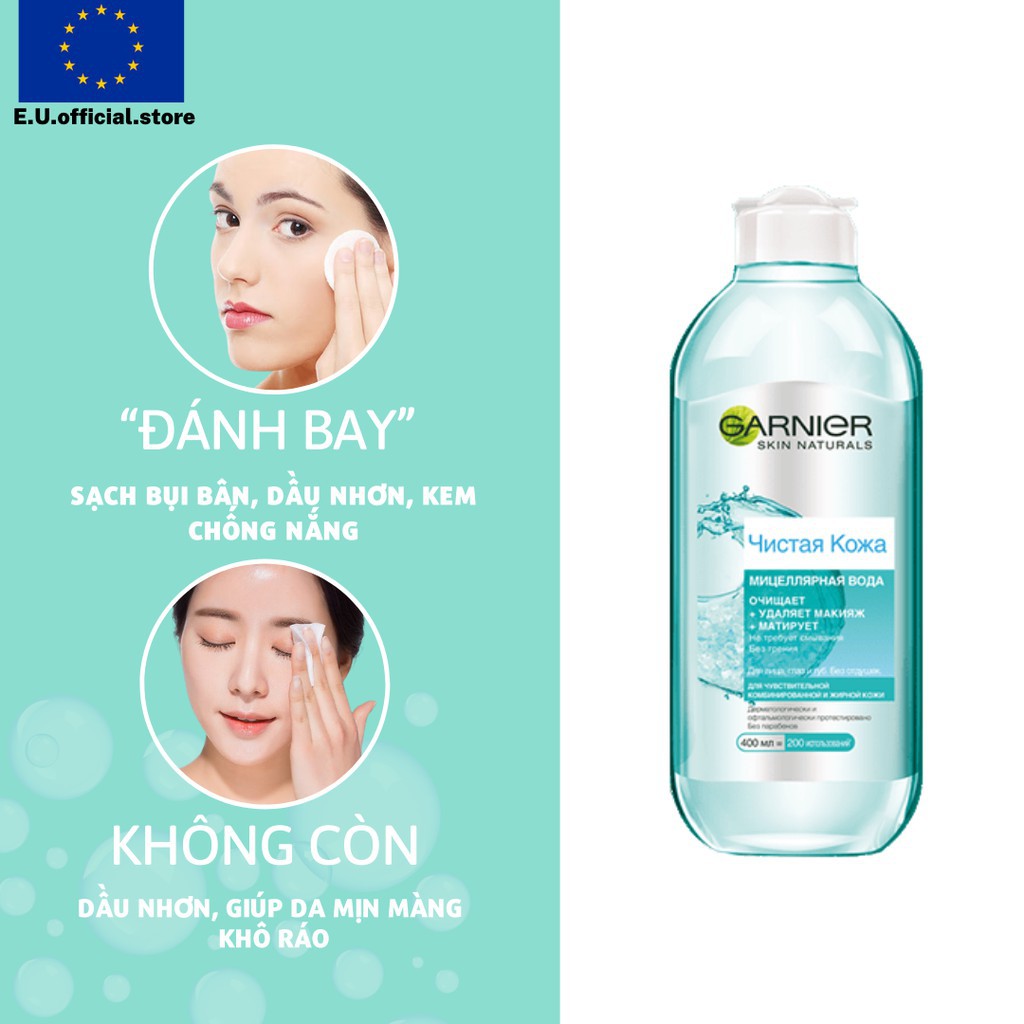 [người bán địa phương] [Loại 400ml] Nước Tẩy Trang Micellar Garnier Hồng/ Vàng/ Xanh Skinactive Cleansing Water