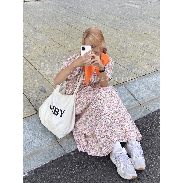 Floly dress - Váy/đầm babydoll vintage hoa nhí freesize 24KSTUDIO