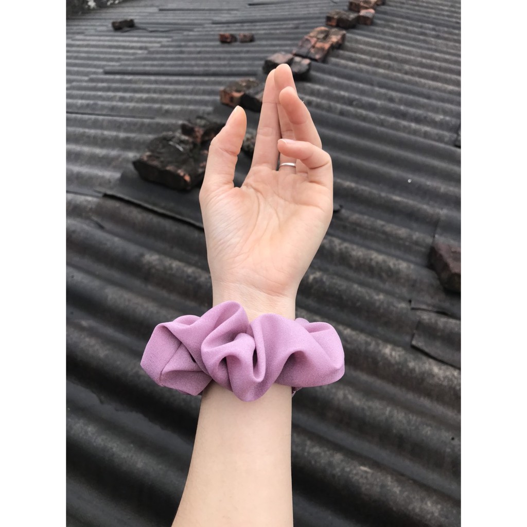 Dây Cột Tóc Vải Scrunchies Màu Pastel Xinh Xắn
