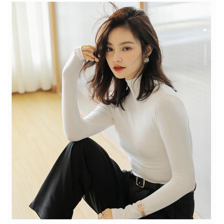 Áo Giữ Nhiệt Nữ Cổ 3 Phân Dài Tay - Áo Nỉ Lót Lông Dày Dặn Nhiều Màu Siêu Đẹp Hàng Quảng Châu Cao Cấp - A400