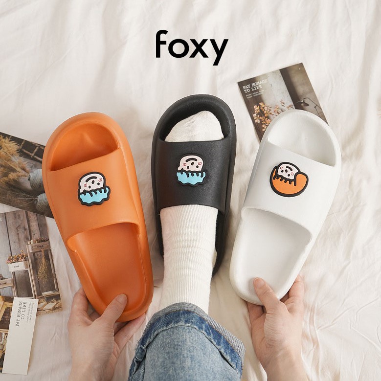 Dép Bánh Mì Nữ Quai Ngang FOXY Mẫu Mới Mùa Thu Đông 2021 Siêu Êm Hoạ Tiết Cặp Đôi Dễ Thương - FOX032