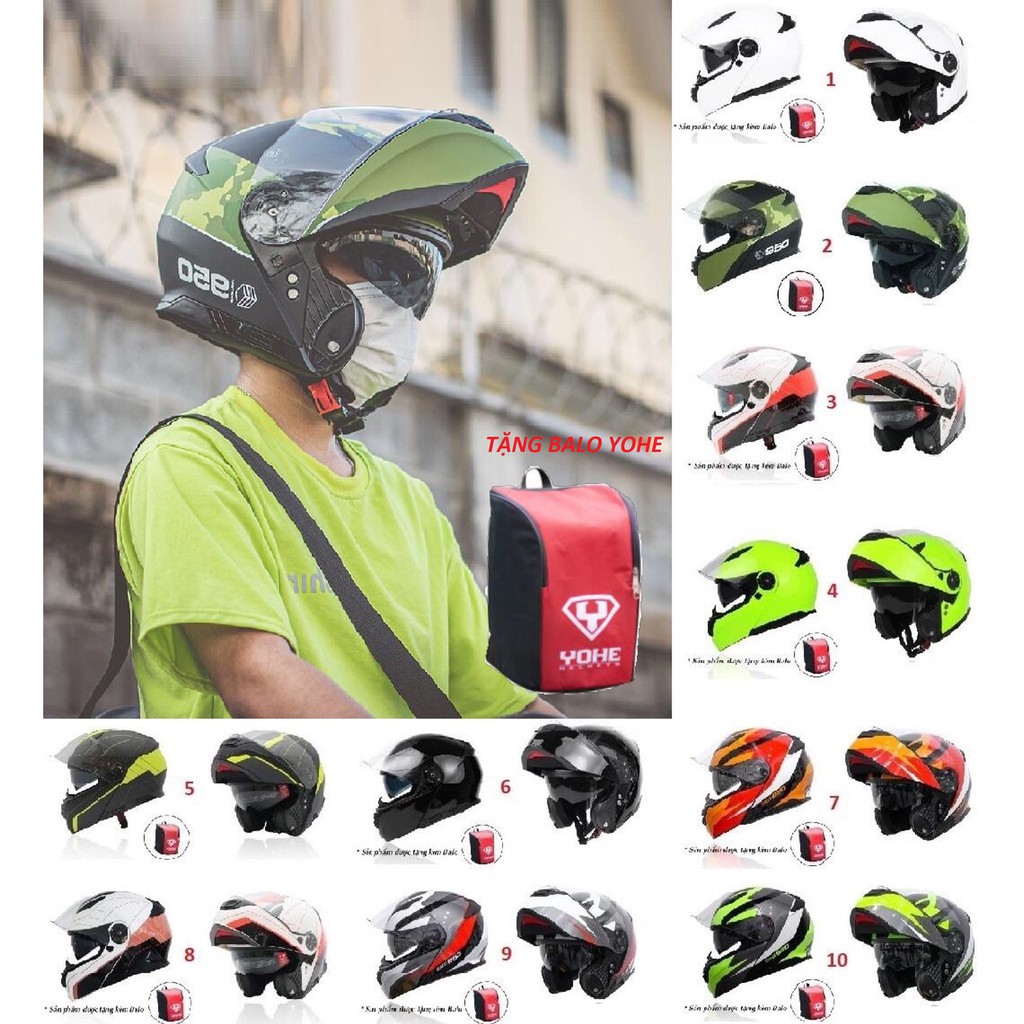 Đổ buôn - Mũ Bảo Hiểm Full.Face Lật Hàm Yohe 950 mũ Phượt - nón bảo hiểm xe Motor