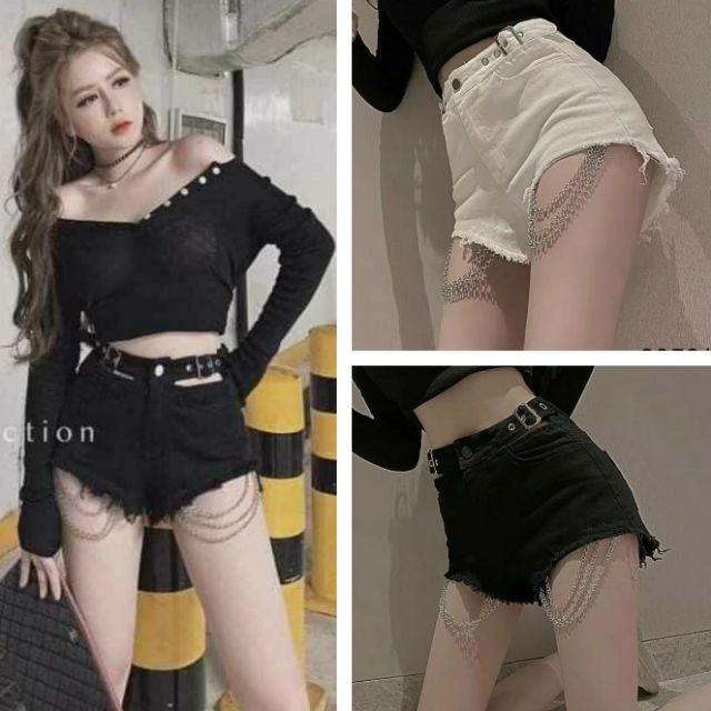 Quần sooc bò dây xích hàng QCL1