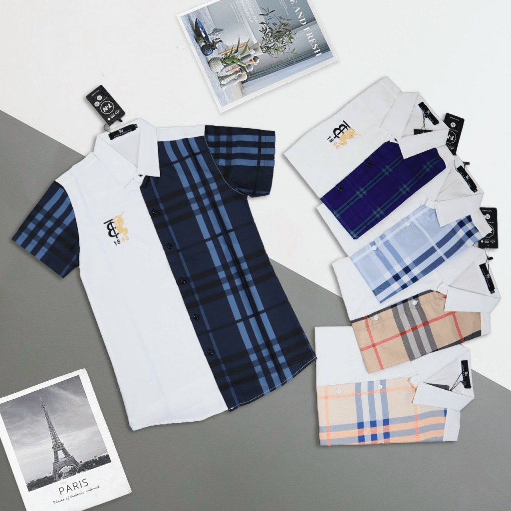 Áo sơ mi nam phối nửa sọc thêu logo phong cách bảnh bao sang trọng đẳng cấp [NEW UNISEX]