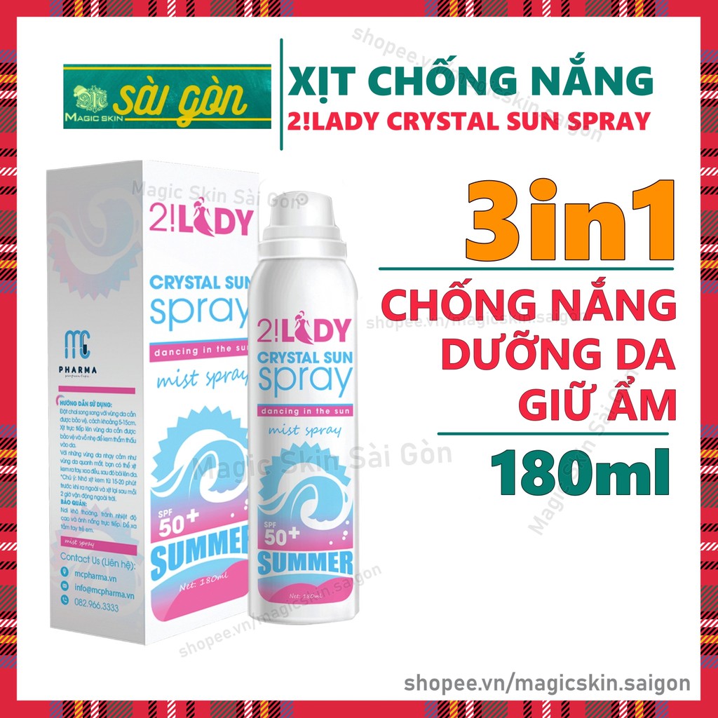 Xịt chống nắng 2!Lady Crystal Sun Spray 180ml