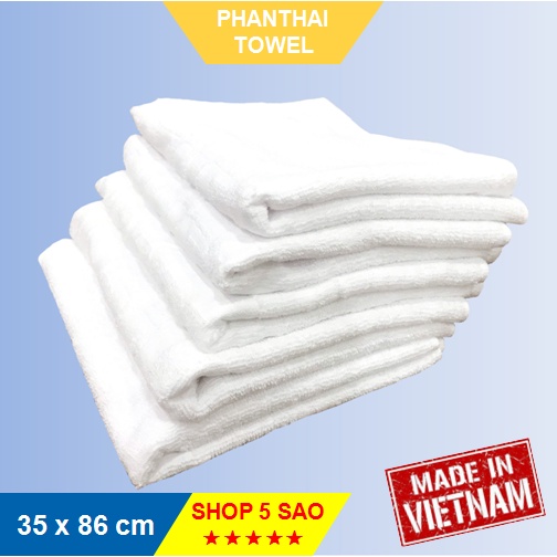 Khăn bông tắm khách sạn, gội đầu trắng kích thước 35cmx86cm/ Sợi cotton (100g)