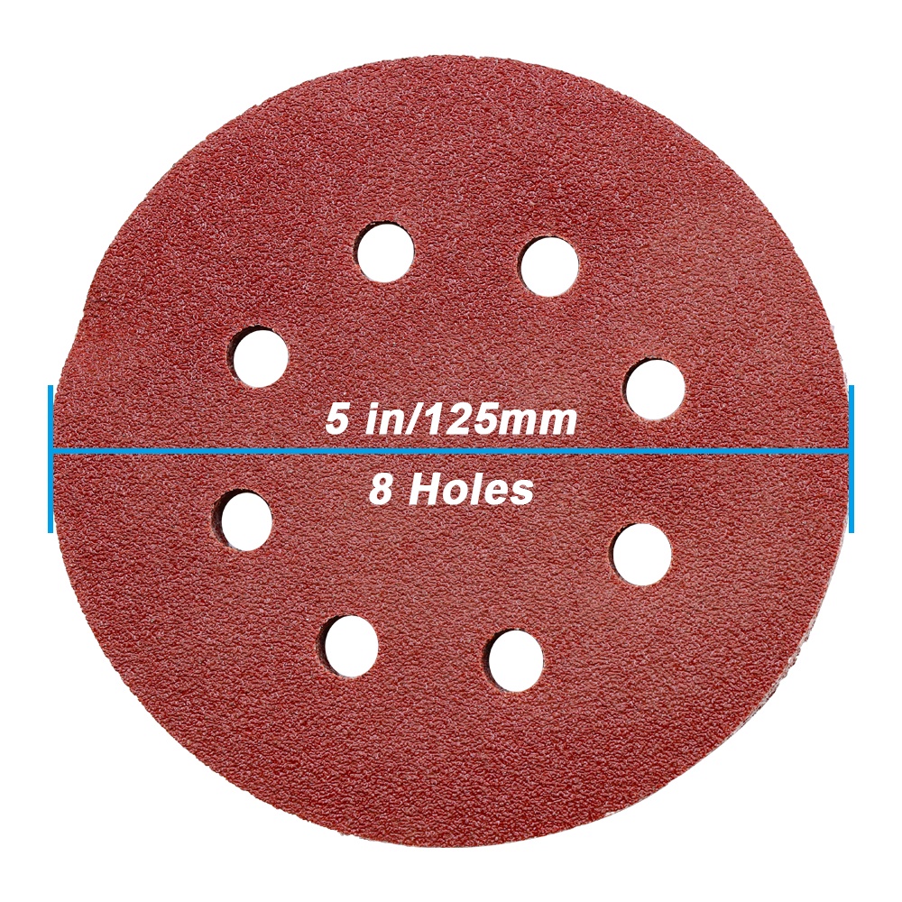 Set 10 Đĩa Chà Nhám 125mm 5Inch 8 Lỗ 60-1000 Grit Dùng Để Đánh Bóng