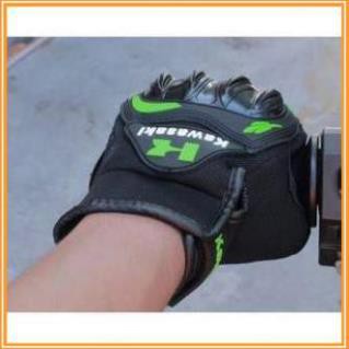 Găng Tay Xe Máy, Bao Tay Đi Phượt Kawasaki - Monter - Probike - Fox Hở Ngón Có Gù Bảo Vệ Chuyên Moto Thể Thao