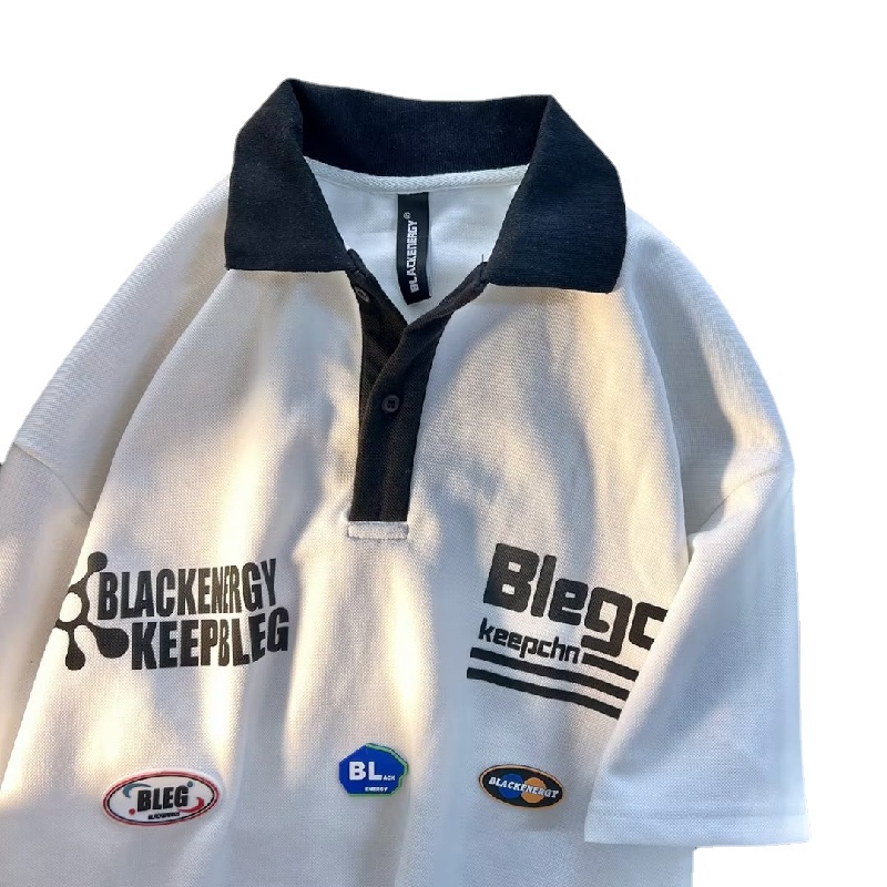 Áo Thun Polo Tay Ngắn Dáng Rộng Thoáng Khí In Chữ Phong Cách Hip hop Nhật Bản Thời Trang Cho Nam Và Nữ