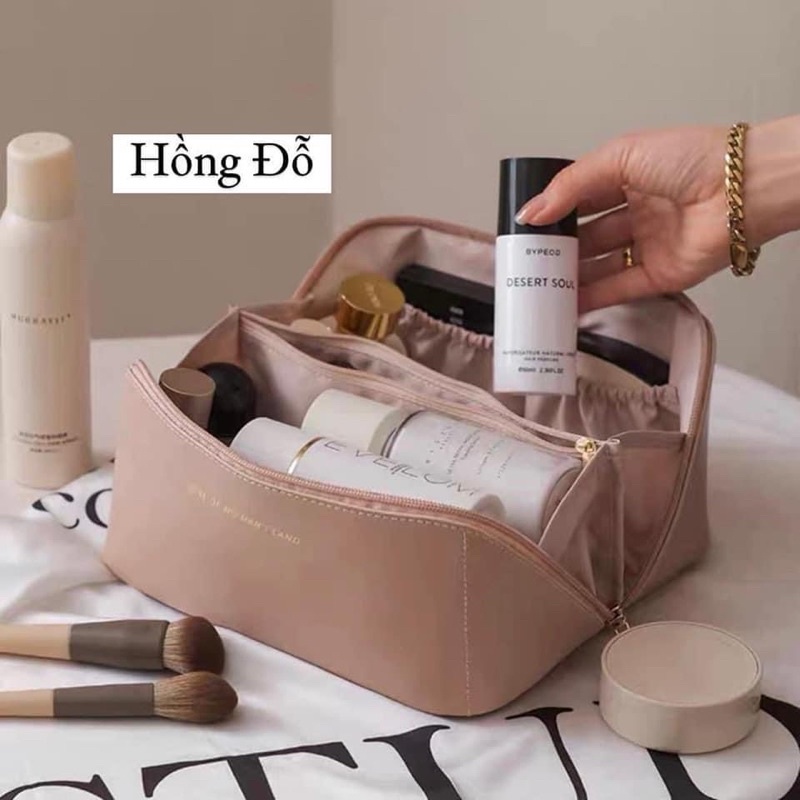 túi đựng Mỹ phẩm có 2 màu Hồng dỗ và Nâu