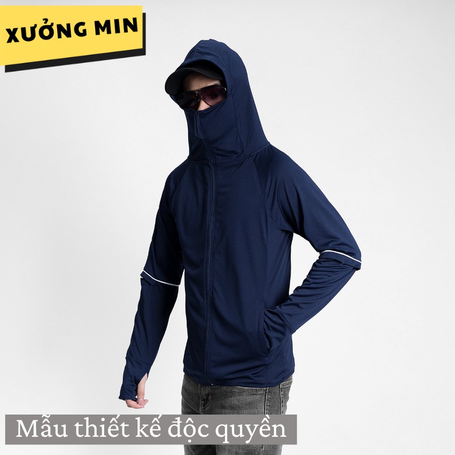 Áo khoác chống nắng nam cải tiến, tay layer thông hơi, khóa kéo cao che mặt chống tia UV, chuẩn UPF50+ XƯỞNG MIN